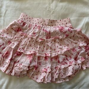 Alter’d State Floral Pink Ruffled Skirt